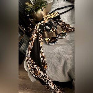 Sam Edelman Leopard Print Sandals - Black and Brown